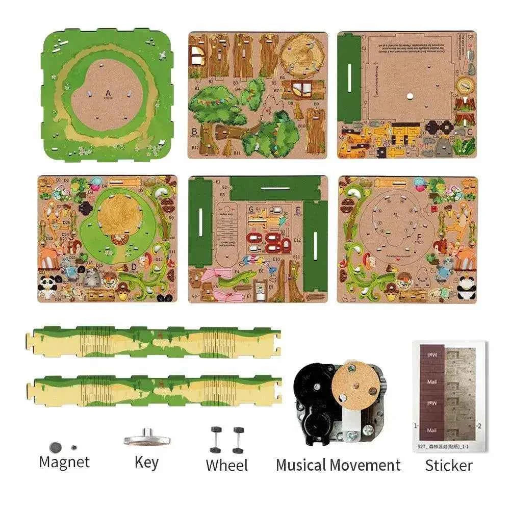 TONECHEER 3D Puzzle DIY Rotating Music Box Kit (Forest party