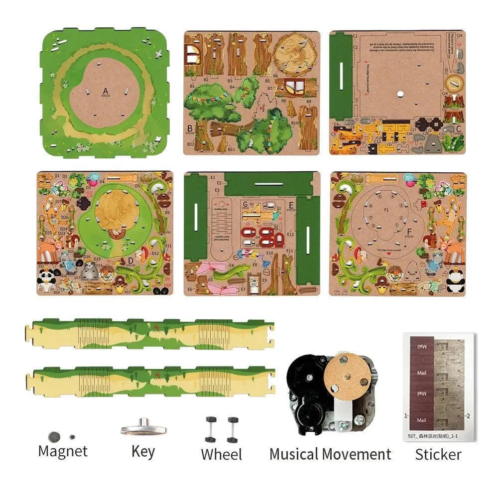 TONECHEER 3D Creative Musical Puzzle DIY Rotating Music Box Kit (Forest party) - Tonecheer