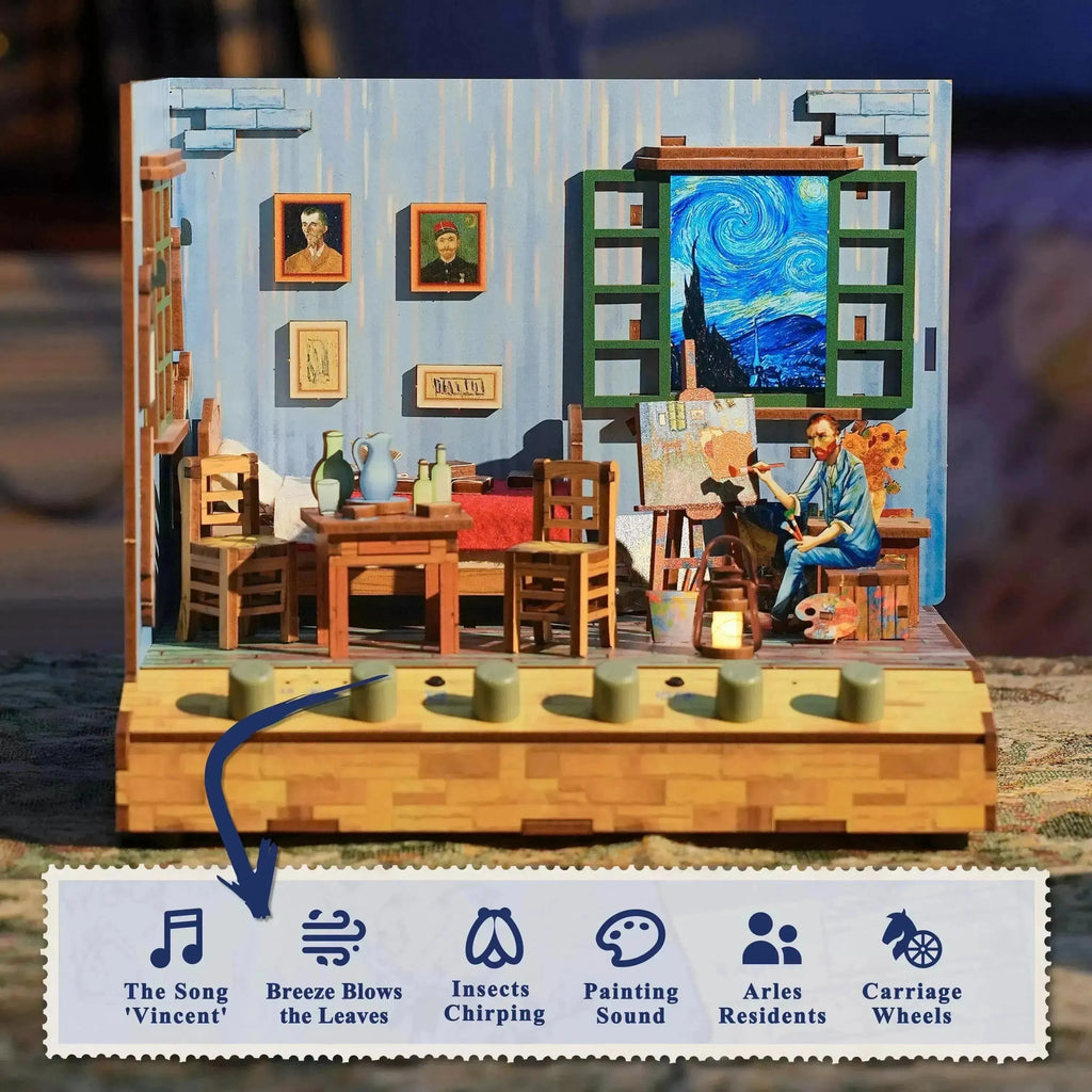 TONECHEER 3D Puzzle DIY Miniature House (Vincent's Bedroom) - Tonecheer