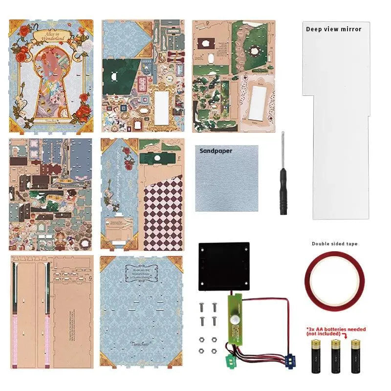 TONECHEER 3D Wooden Puzzle DIY Book Nook Kit (Alice in Wonderland) - Tonecheer
