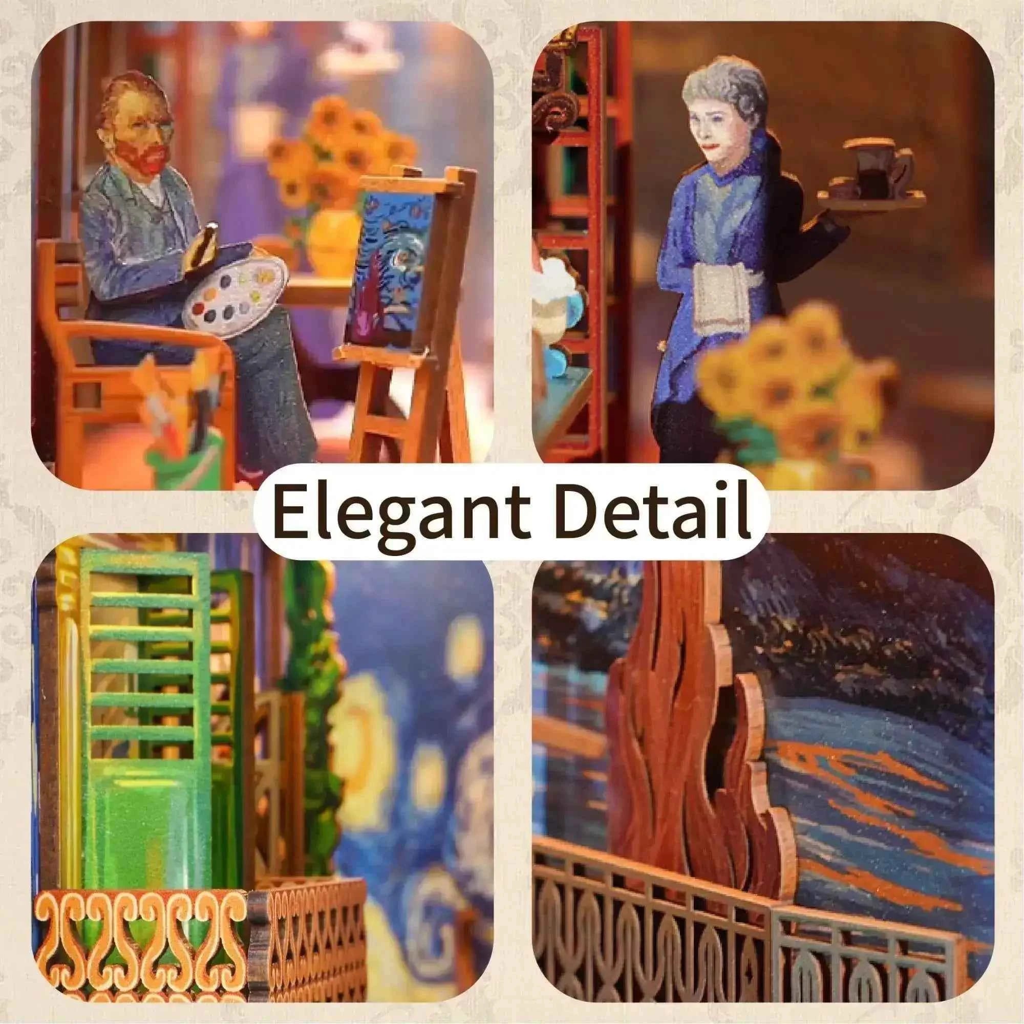 TONECHEER 3D Wooden Puzzle DIY Book Nook Kit (Vincent's World