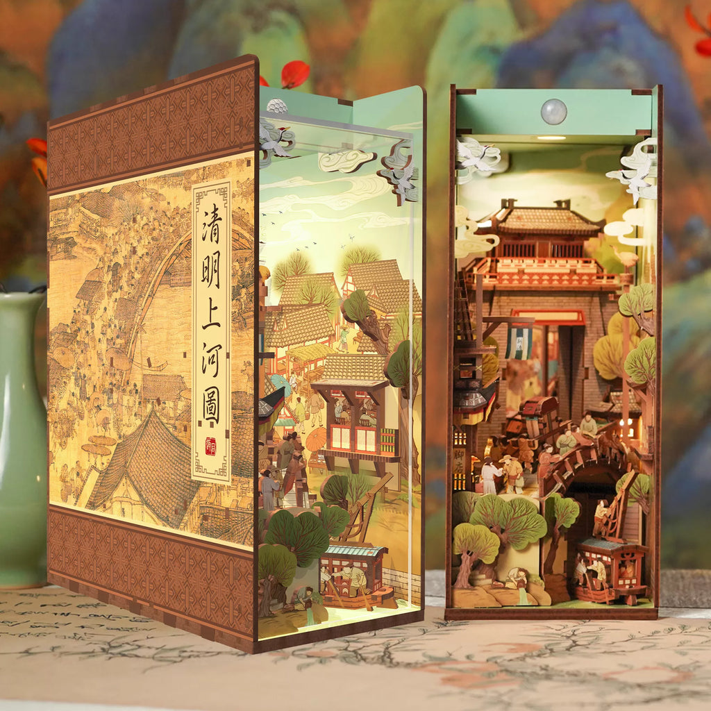 TONECHEER 3D Wooden Puzzle DIY Book Nook Kit (Qingming Riverside) - Tonecheer