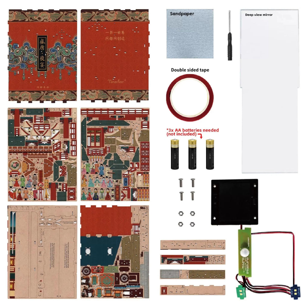 TONECHEER 3D Wooden Puzzle DIY Book Nook Kit (The Banquet of Tang Dynasty) - Tonecheer