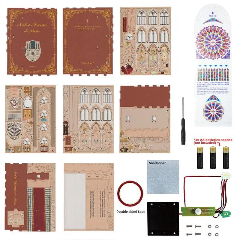 TONECHEER 3D Wooden Puzzle DIY Book Nook Kit (Notre-Dame de Paris) - Tonecheer