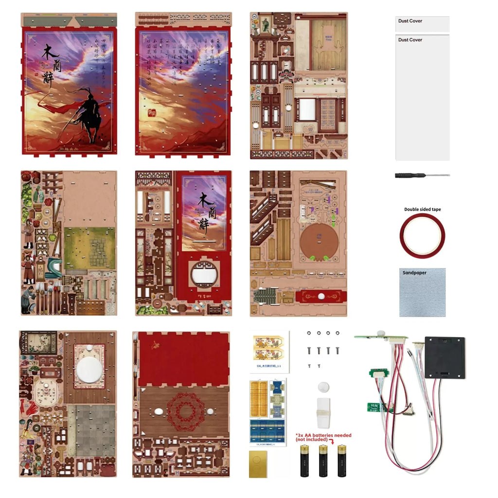 TONECHEER 3D Wooden Puzzle DIY Book Nook Kit (Ode of Mulan) - Tonecheer