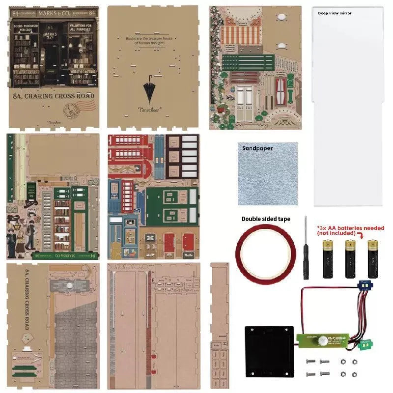 TONECHEER 3D Wooden Puzzle DIY Book Nook Kit (84 Charing Cross Road) - Tonecheer
