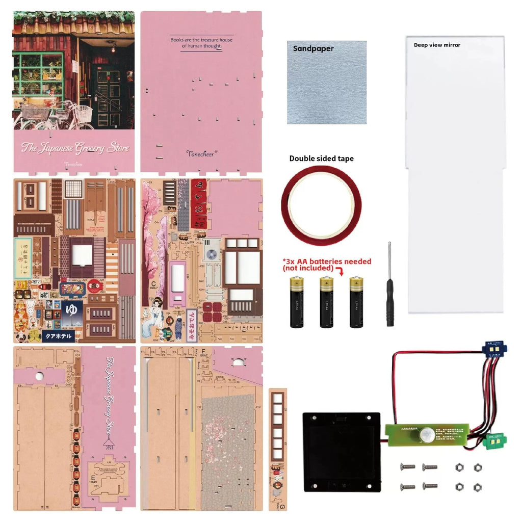 TONECHEER 3D Wooden Puzzle DIY Book Nook Kit (The Japanese Grocery Store) - Tonecheer