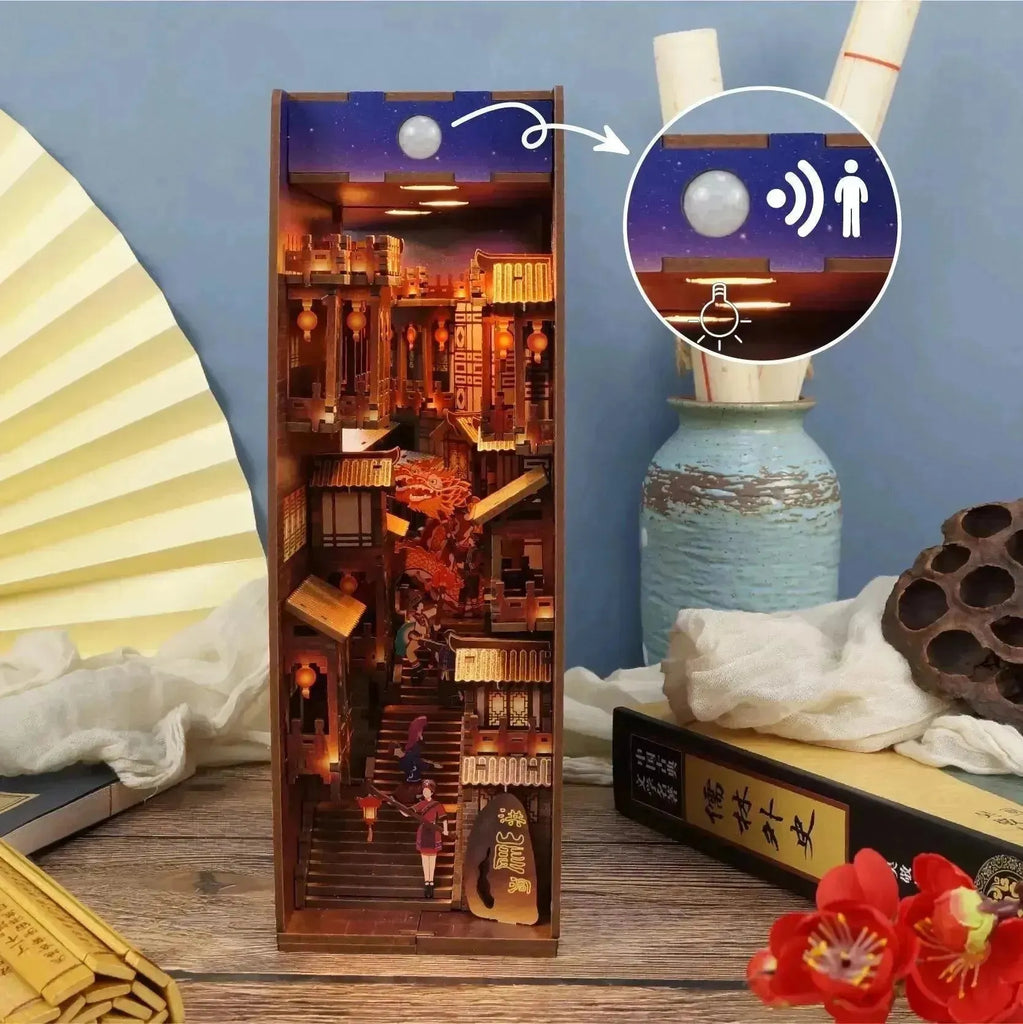 TONECHEER 3D Wooden Puzzle DIY Book Nook Kit (Lights in Chongqing) - Tonecheer