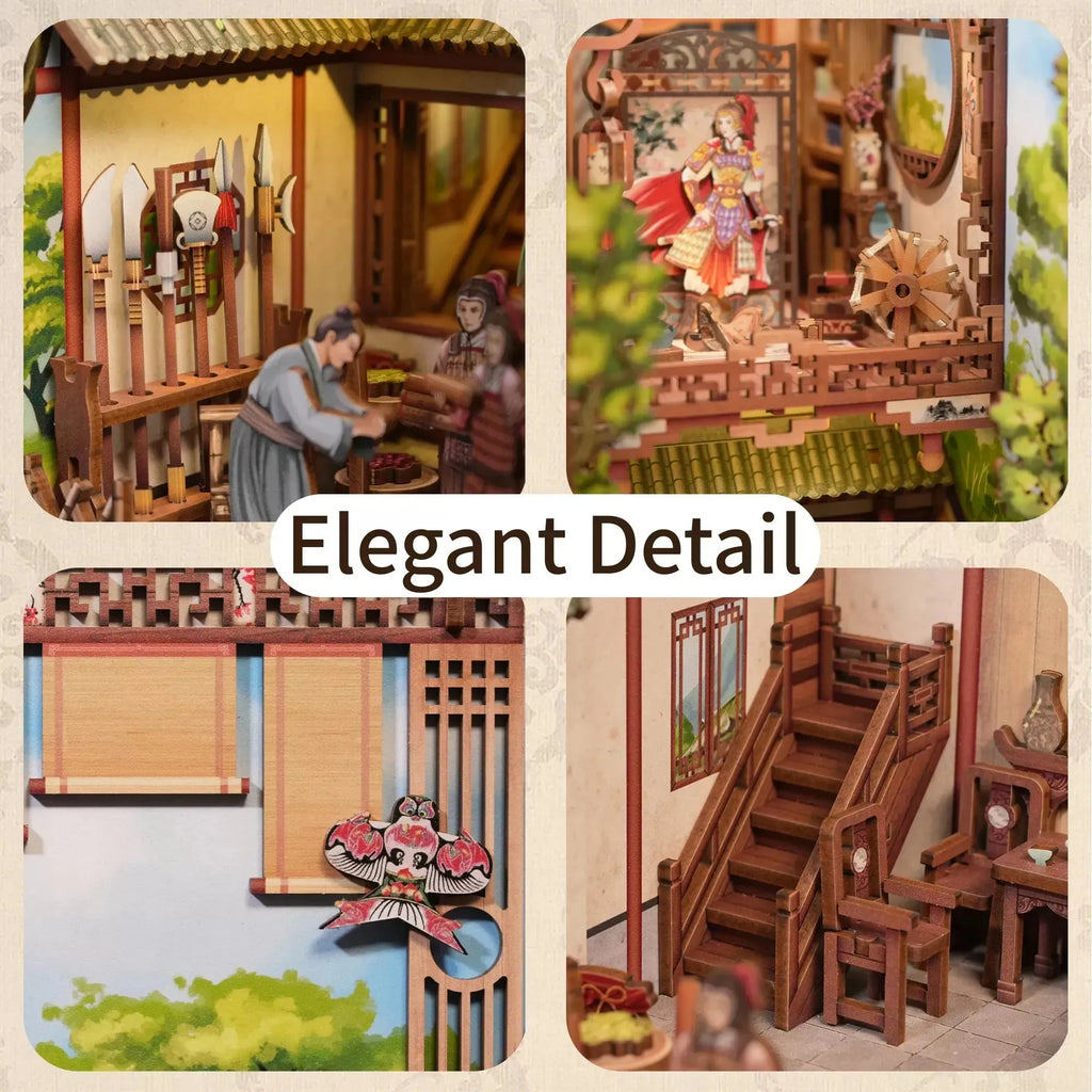 TONECHEER 3D Wooden Puzzle DIY Book Nook Kit (Ode of Mulan) - Tonecheer
