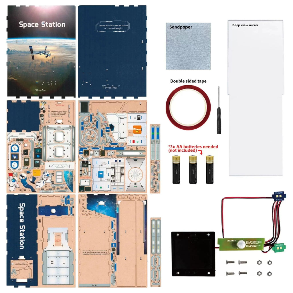TONECHEER 3D Wooden Puzzle DIY Book Nook Kit (Space Station) - Tonecheer