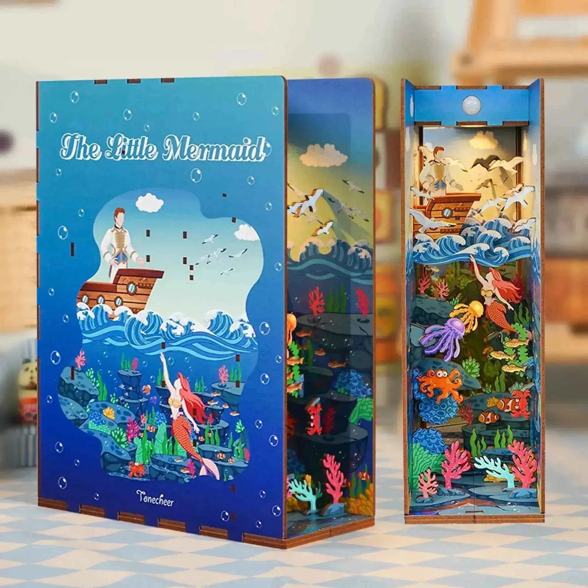 TONECHEER 3D Wooden Puzzle DIY Book Nook Kit (The Little Mermaid