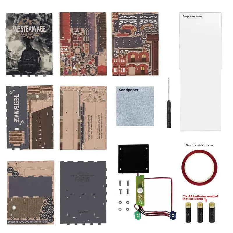 TONECHEER 3D Wooden Puzzle DIY Book Nook Kit (The Steam Age) - Tonecheer