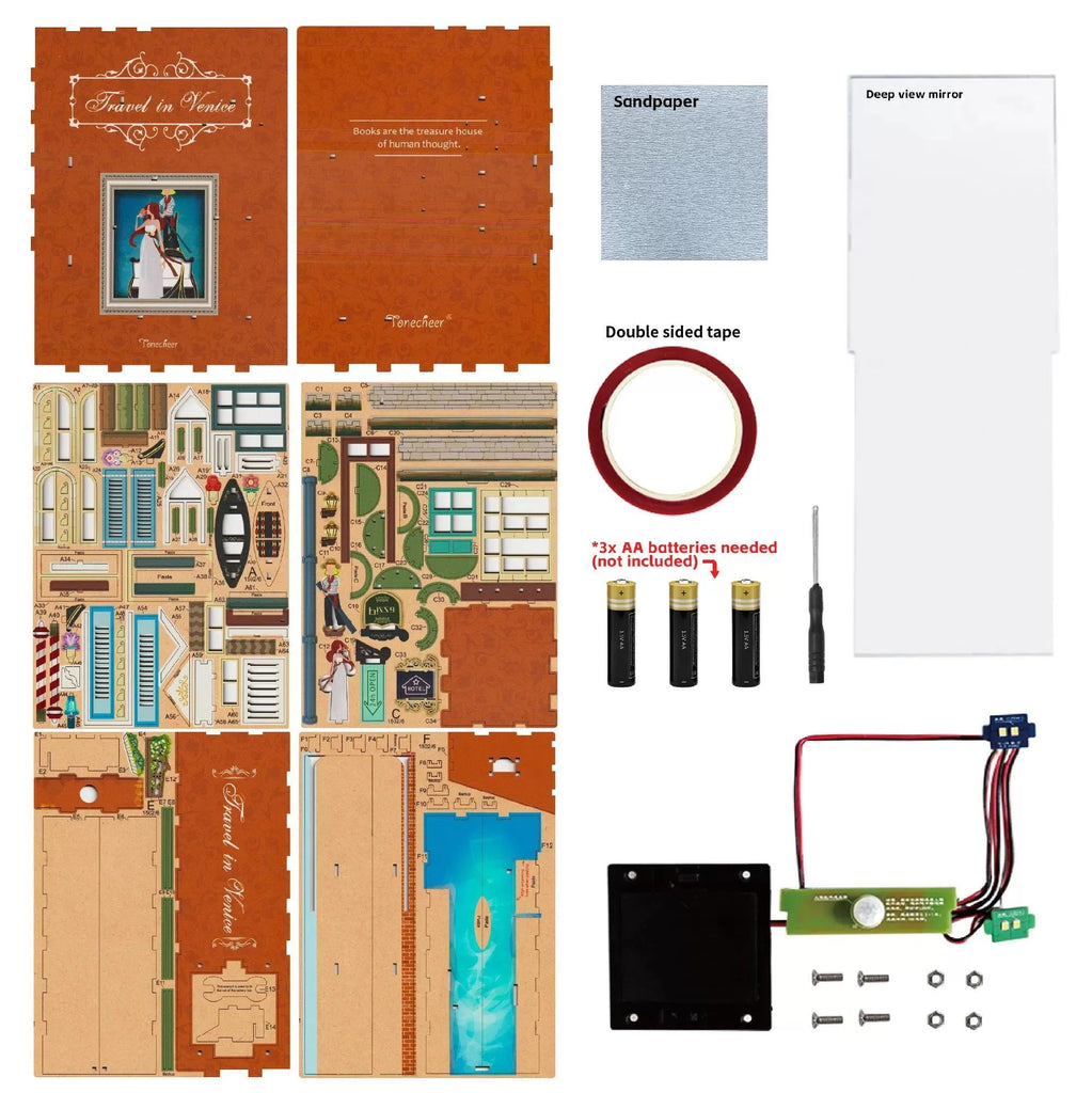 TONECHEER 3D Wooden Puzzle DIY Book Nook Kit (Travel in Venice) - Tonecheer