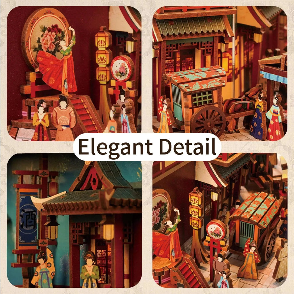 TONECHEER 3D Wooden Puzzle DIY Book Nook Kit (The Banquet of Tang Dynasty) - Tonecheer
