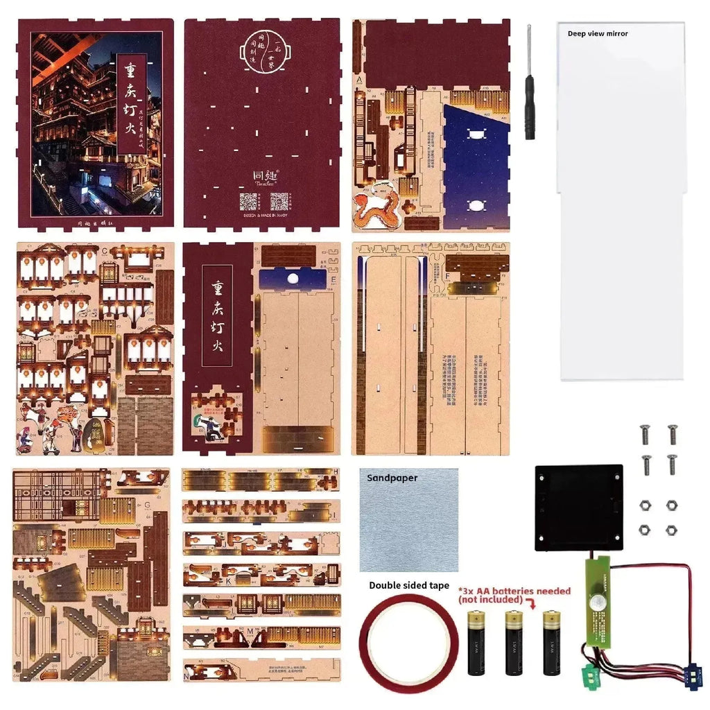 TONECHEER 3D Wooden Puzzle DIY Book Nook Kit (Lights in Chongqing) - Tonecheer