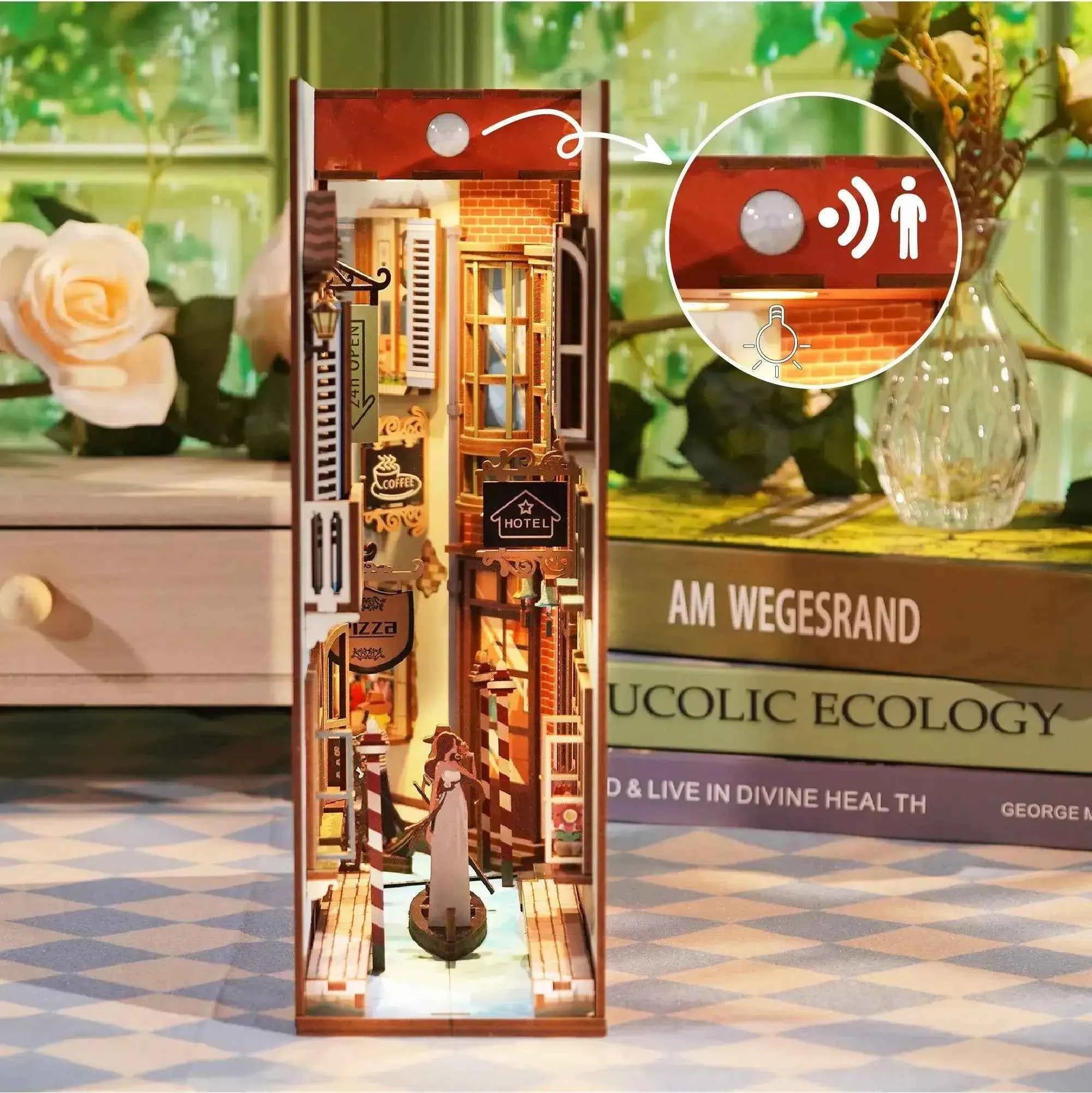 TONECHEER 3D Wooden Puzzle DIY Book Nook Kit (Travel in Venice