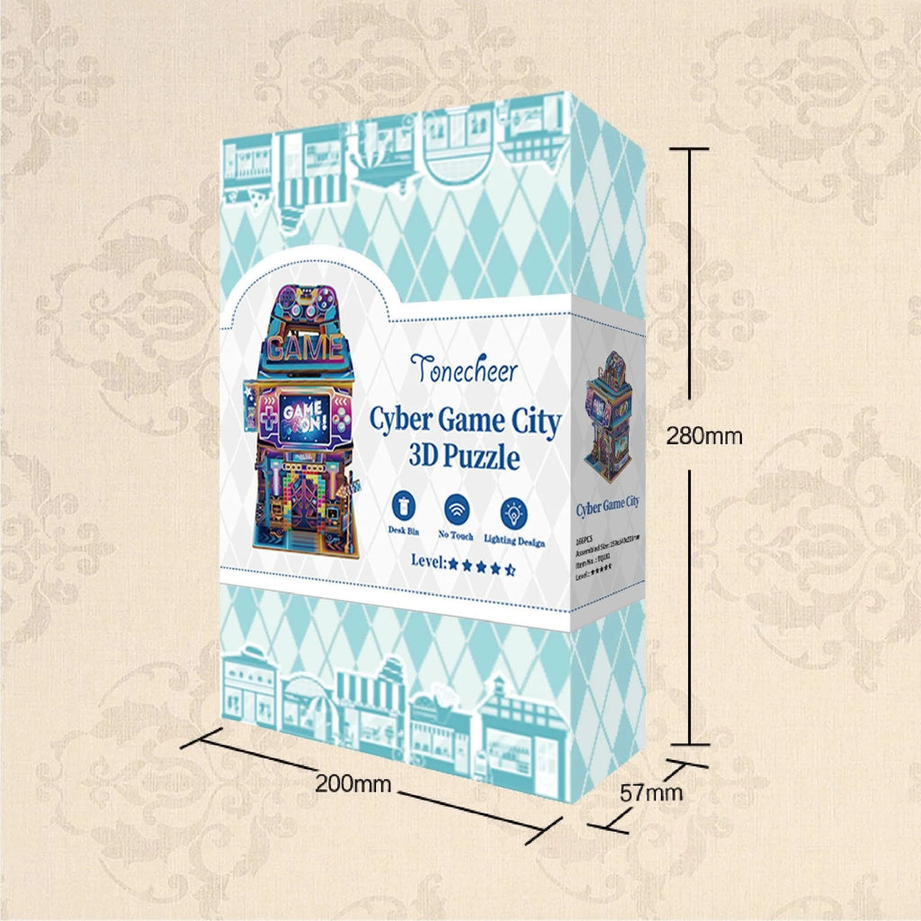 TONECHEER 3D Puzzle Box Miniature DIY Desktop Storage Kit (Cyber Game City) - Tonecheer