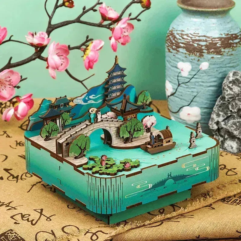 TONECHEER 3D Puzzle DIY Rotating Music Box Kit (HangZhou