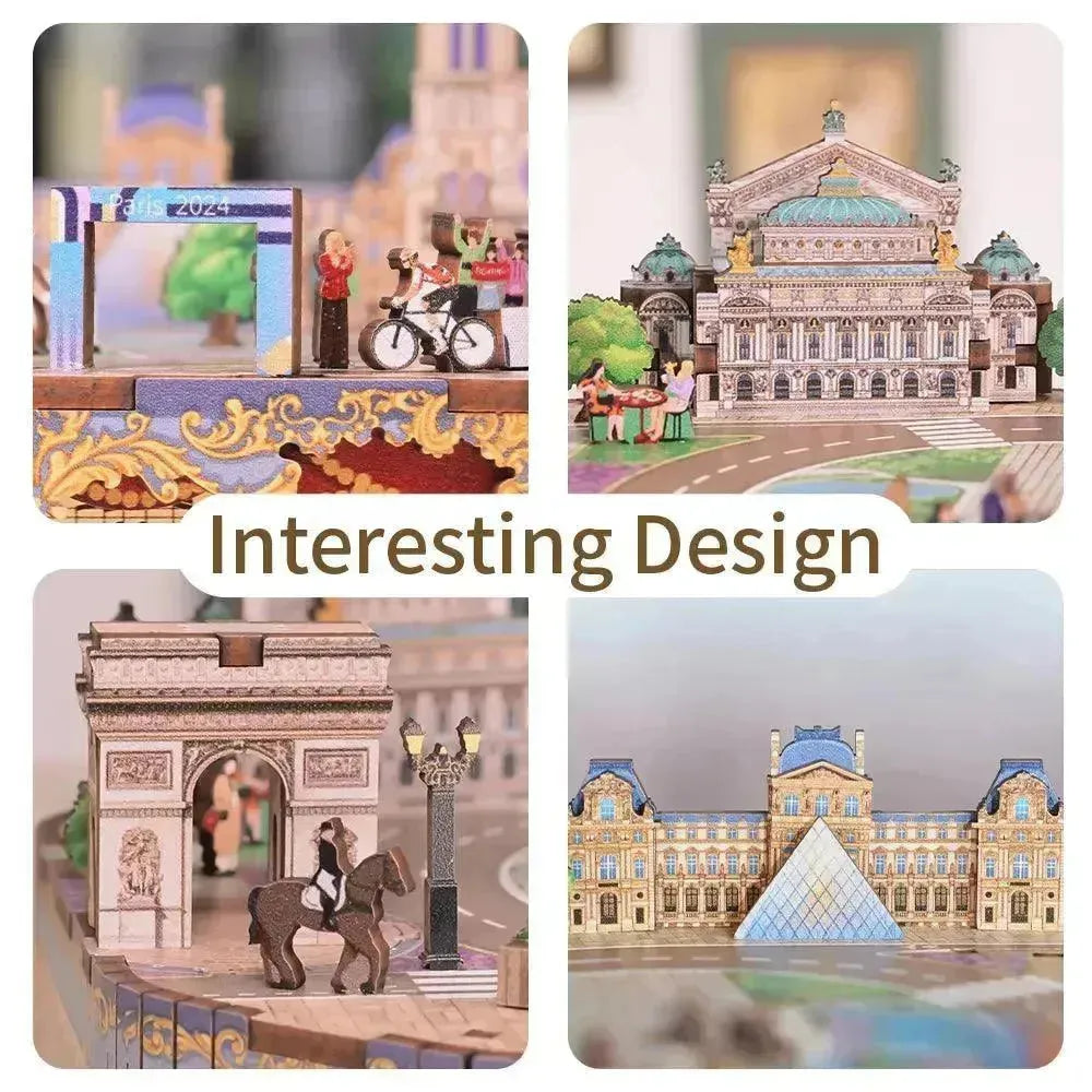 TONECHEER 3D Creative Musical Puzzle DIY Rotating Music Box Kit (Romantic Paris) - Tonecheer