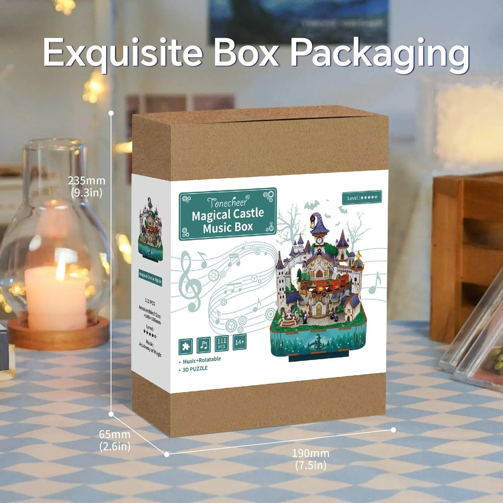 TONECHEER 3D Creative Musical Puzzle DIY Rotating Music Box Kit (Magical Castle) - Tonecheer