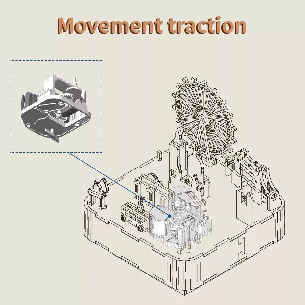 TONECHEER 3D Creative Musical Puzzle DIY Rotating Music Box Kit (London) - Tonecheer