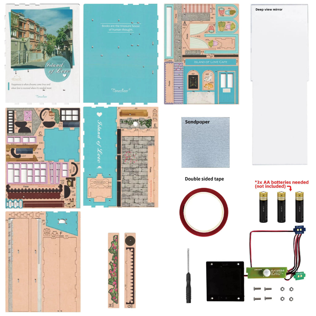 TONECHEER 3D Wooden Puzzle DIY Book Nook Kit (Island of Love) - Tonecheer
