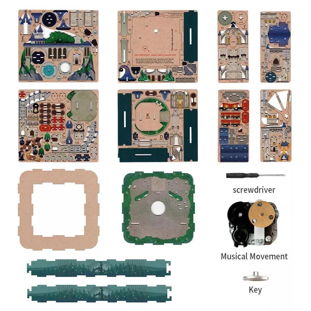 TONECHEER 3D Creative Musical Puzzle DIY Rotating Music Box Kit (Magical Castle) - Tonecheer