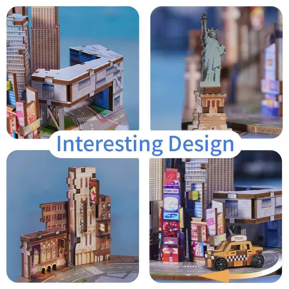 TONECHEER 3D Creative Musical Puzzle DIY Rotating Music Box Kit (New York) - Tonecheer