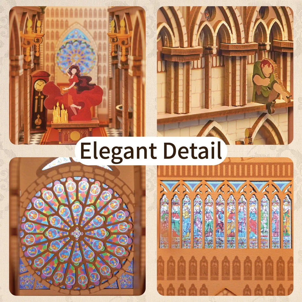 TONECHEER 3D Wooden Puzzle DIY Book Nook Kit (Notre-Dame de Paris) - Tonecheer