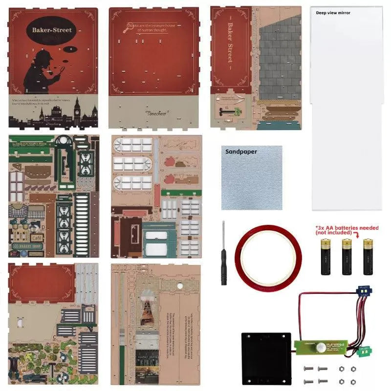 TONECHEER 3D Wooden Puzzle DIY Book Nook Kit (Baker Street) - Tonecheer
