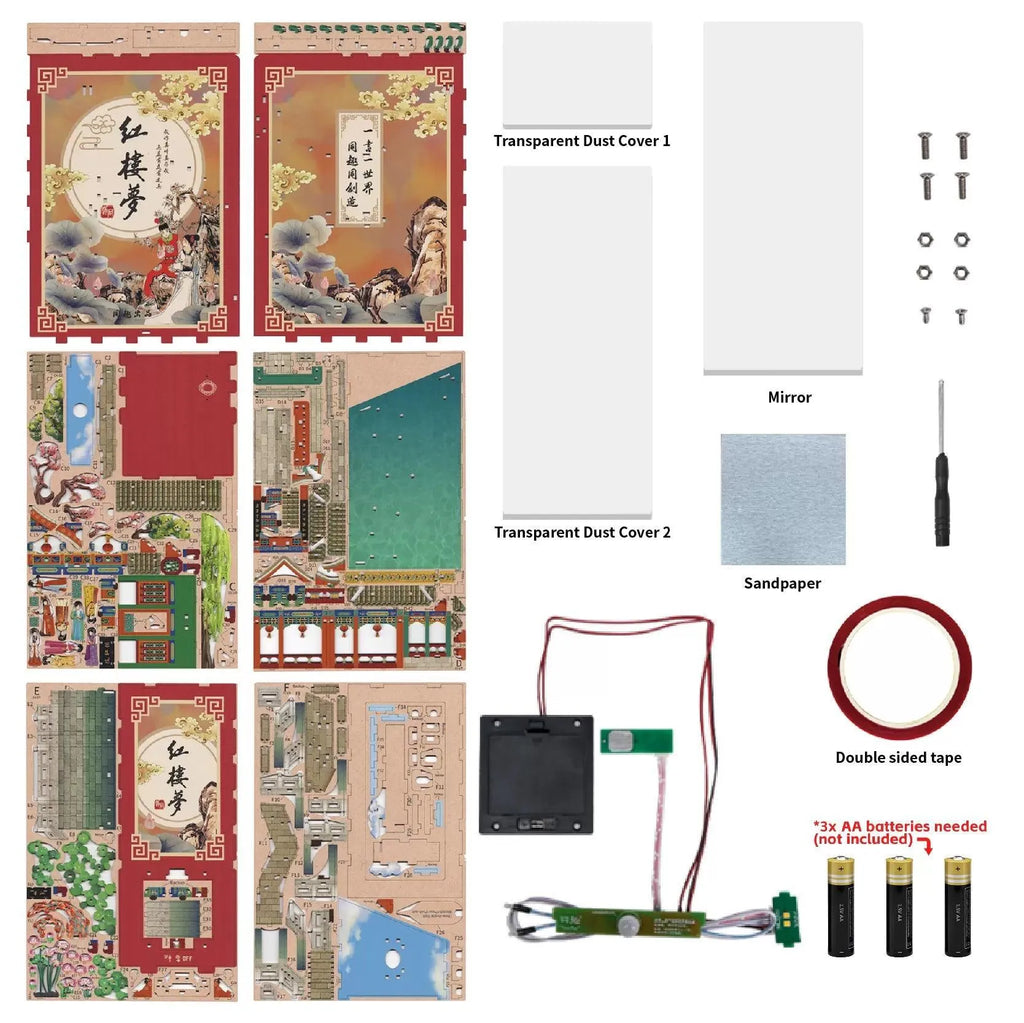 TONECHEER 3D Wooden Puzzle DIY Book Nook Kit (Dream of Red Mansions) - Tonecheer