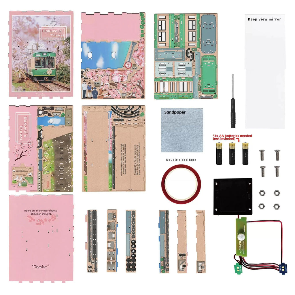 TONECHEER 3D Wooden Puzzle DIY Book Nook Kit (Sakura's Travel) - Tonecheer