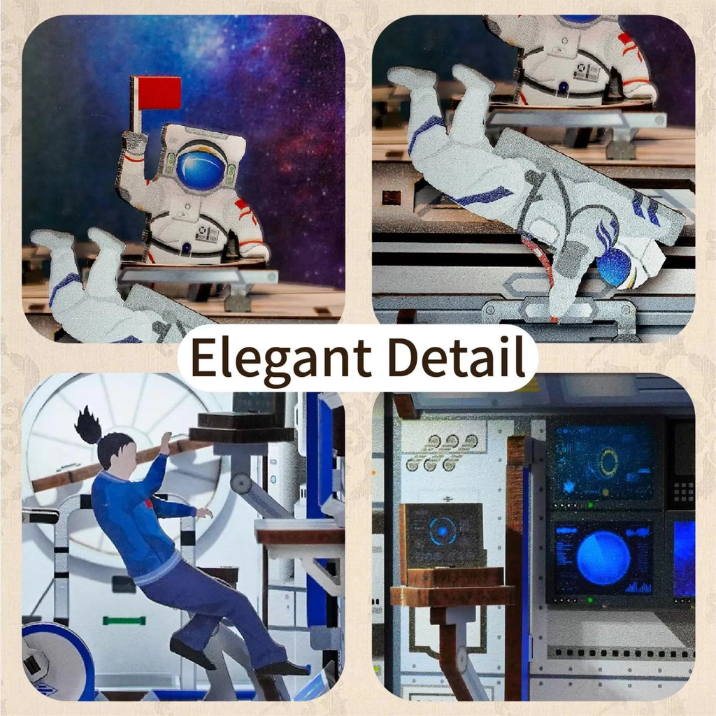 TONECHEER 3D Wooden Puzzle DIY Book Nook Kit (Space Station) - Tonecheer