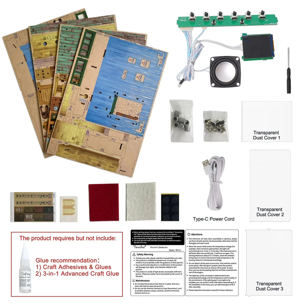 TONECHEER 3D Puzzle DIY Miniature House (Vincent's Bedroom) - Tonecheer