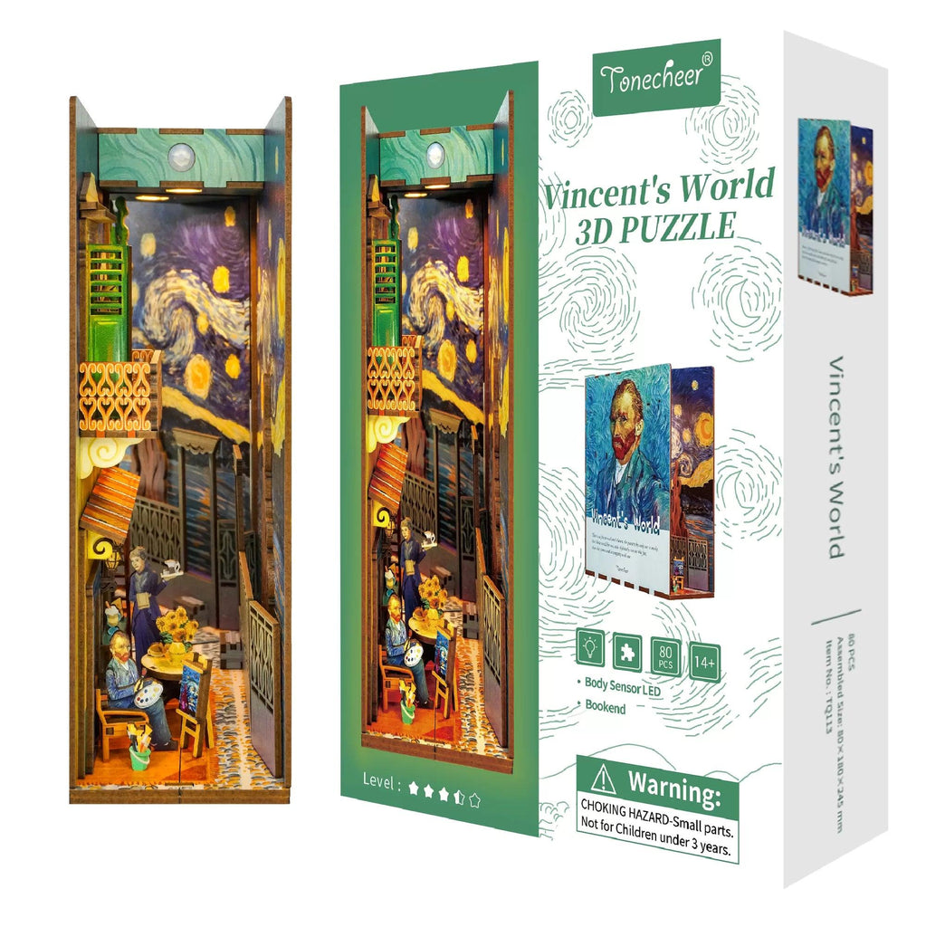 TONECHEER 3D Wooden Puzzle DIY Book Nook Kit (Vincent's World) - Tonecheer