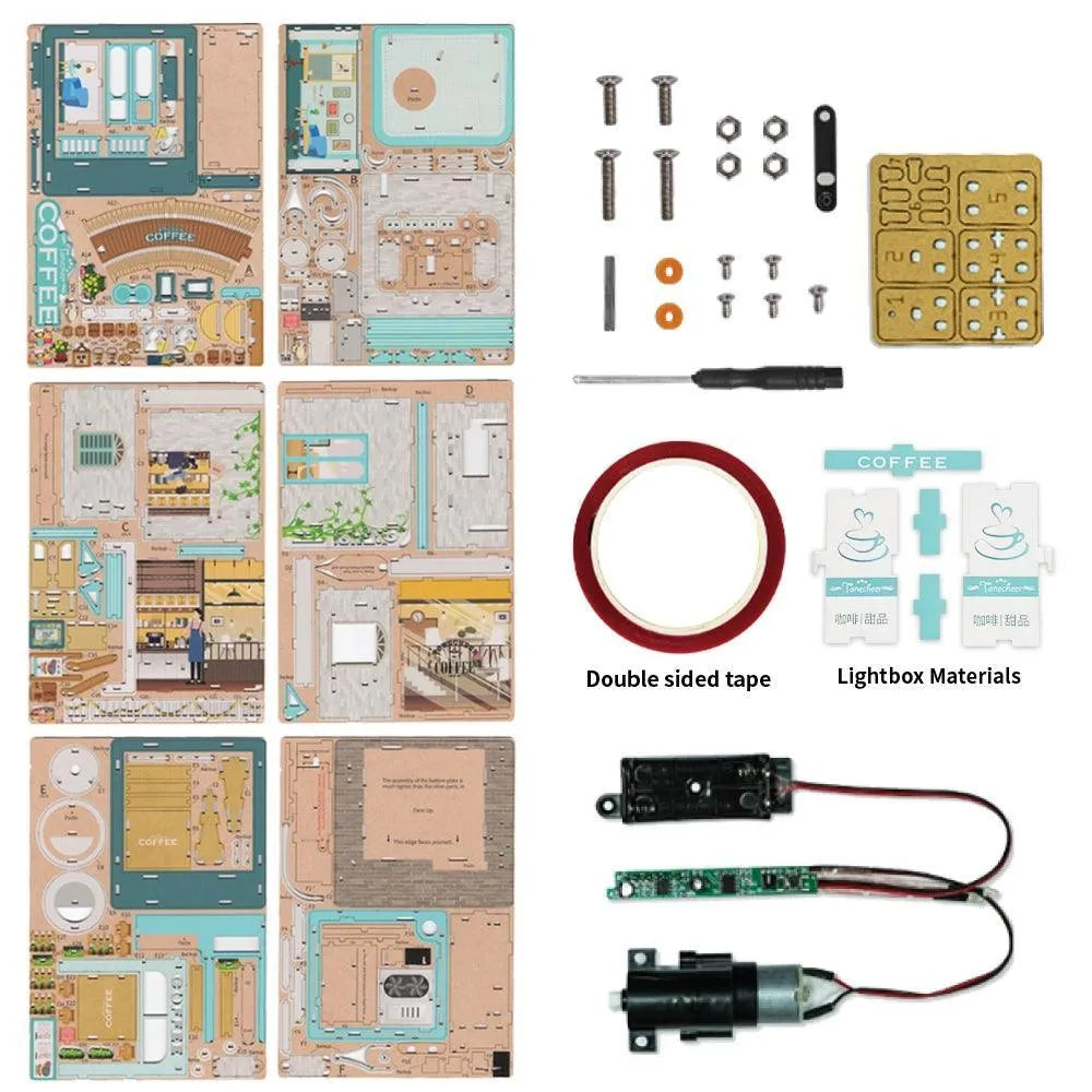 TONECHEER 3D Puzzle Box Miniature DIY Desktop Storage Kit (Cape Coffee Shop) - Tonecheer