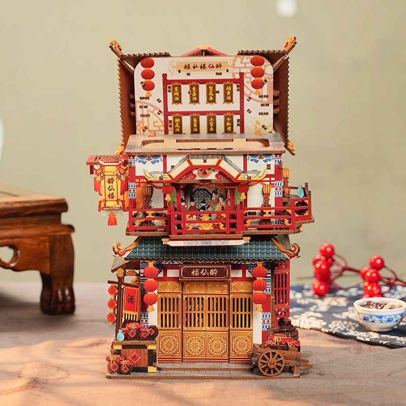 TONECHEER 3D Puzzle DIY Desktop Storage Kit (Ancient Restaurant)