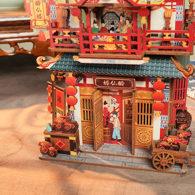 TONECHEER 3D Puzzle DIY Desktop Storage Kit (Ancient Restaurant)