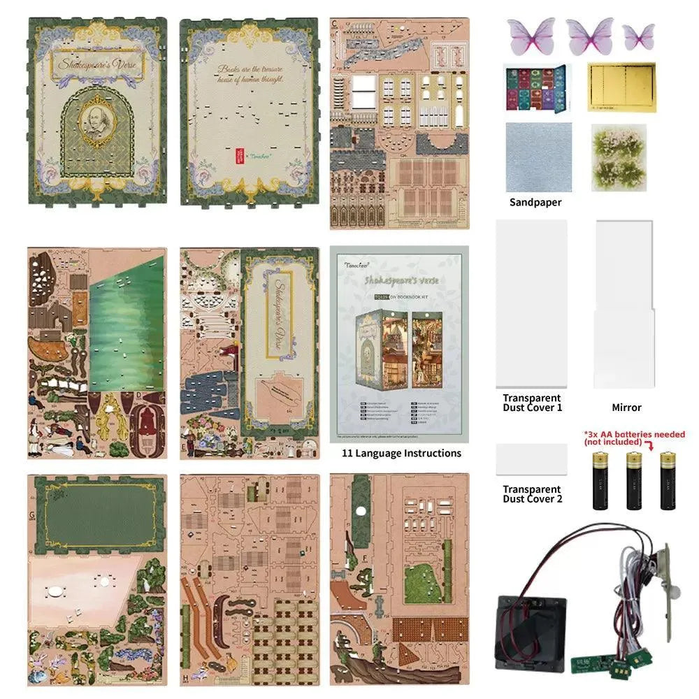 Tonecheer x British 3D Wooden Puzzle DIY Book Nook Kit (Shakespeare's Verse) - Tonecheer