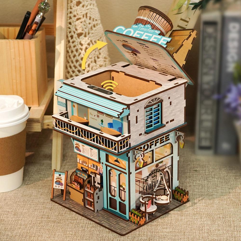 TONECHEER 3D Puzzle Box Miniature DIY Desktop Storage Kit (Cape Coffee Shop)